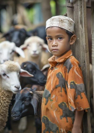 Anak bersama hewan qurban